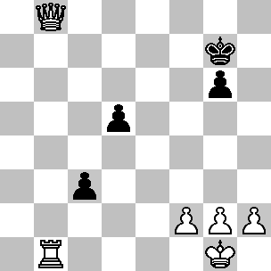 Wit Kg1, Db8, Tb1, pi f2, g2, h2 Zwart Kg7, pi c3, d5, g6