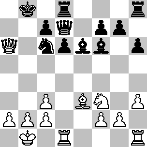 Wit Kb1, Da6, Td1, Th1, Le3, Pf3, pi a2, b2, c2, c3, f2, g2, h3 Zwart Kb8, Dd7, Td8, Th8, Le6, Lf6, Pc6, pi c7, d6, f7, g7, h6