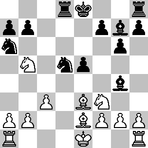 Wit Ke1, Ta1, Th1, Le2, Le3, Pb5, Pf3, pi a2, b2, c3, f2, g2, h2 Zwart Ke8, Td8, Th8, Lg4, Lg7, Pa6, Pd5, pi a7, b7, e5, f7, g6, h7