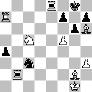 Wit Kg1, Ta7, Lg2, Lh6, Pc5, pi f5, h2 Zwart Kg8, Tb2, Te8, Pc3, pi a4, f7, g6, h7