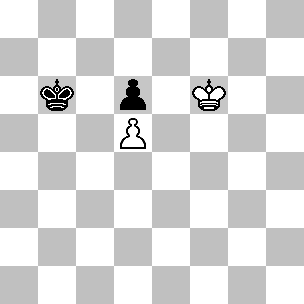 Wit Kf6 en pion d5 Zwart Kb6 en pion d6
