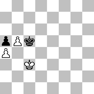 Wit Kc3, pi a4, b5 Zwart Kc5, pi a5