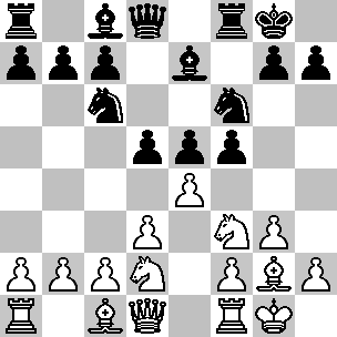 Wit Kg1, Dd1, Ta1, Tf1, Lc1, Lg2, Pd2, Pf3, pi a2, b2, c2, d3, e4, f2, g3, h2 Zwart Kg8, Dd8, Ta8, Tf8, Lc8, Le7, Pc6, Pf6, pi a7, b7, c7, d5, e5, f5, g7, h7