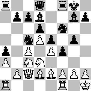 Wit Kh1, Dd1, Ta1, Tf1, Ld2, Le2, Pc3, Pd3, pi a3, b2, c4, d5, e4, f2, g2, h2 Zwart Kg8, Dd8, Ta8, Tf8, Ld7, Lg7, Pc5, Pf6, pi a5, b7, c7, d6, e5, f4, g5, h7