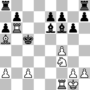 Wit Kg1, Tb6, Tf1, La5, Pf3, pi a2, c2, f4, g2, h2 Zwart Kc5, Ta8, Th8, Le6, Lf6, pi a6, b7, e7, f7, g6, h7