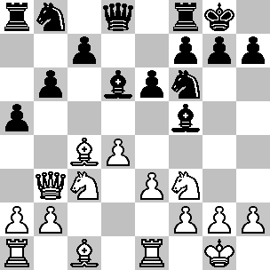 Wit Kg1, Db3, Pc3, Pf3, Lc1, Lc4, Ta1, Te1, pi a2, b2, d4, e3, f2, g2, h2 Zwart Kg8, Dd8, Pb8, Pf6, Ld6, Lf5, Ta8, Tf8, pi a5, b6, c7, e6, f7,g 7, h7