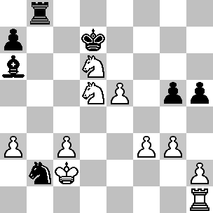 Wit: Kc2, Th1, Pd5, Pd6, pi a3, c3, e5, f3, g3, h2; Zwart: Kd7, Tb8, La6, Pb2, pi a7, g5, h5