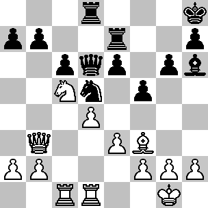 Wit: Kg1, Db3, Tc1, Td1, Lf3, Pc5, pi a2, b2, d4, e3, f2, g2, h2; Zwart: Kh8, Dd6, Td8, Te7, Lh6, Pd5, pi a7, b7, c6, e6, f5, g6, h7