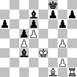 Wit: Ke3, Th1, Lf1, pi c4, d5, g2, g4; Zwart: Kf8, Lc3, Ld7, pi a6, c5, d6, f7, g6, h7