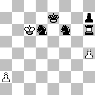 Wit: Kc6, Th6, pi a2, h4; Zwart: Ke7, Pd6, Pf6, pi h7
