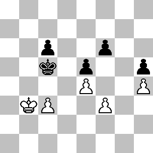 Wit: Kb3, pi c3, e4, f3, h4; Zwart: Kc5, pi c6, e5, f6, h5