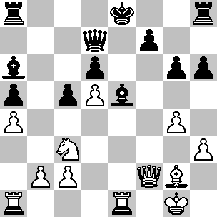 Kg1, Df2, Ta1, Te1, Lg2, Pc3, pi a4, b2, c2, d5, g4, h3; Zwart: Ke8, Dd7, Ta8, Th8, La6, Le5, pi a5, c5, d6, f7, g6, h6