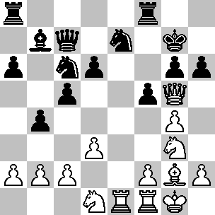 Wit: Kg1, Dg5, Te1, Tf1, Lg2, Pd1, Pg3, pi a2, b2, c2, d3, f2, g4, h2; Zwart: Kg7, Dc7, Ta8, Tf8, Lb7, Pc6, Pe7, pi a6, b5, c5, d6, f5, g6, h6