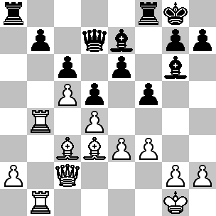 Wit: Kg1, Dc2, Tb1, Tb4, Lc3, Ld3, pi a2, c5, d4, e3, f3, g2, h2; Zwart: Kg8, Dd7, Ta8, Tf8, Le7, Lg6, pi b7, c6, d5, e6, f5, g7, h7