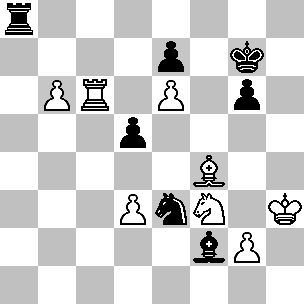 Wit: Kh3, Tc6, Lf4, Pf3, pi b6, d3, e6, g2; Zwart: Kg7, Ta8, Lf2, Pe3, pi d5, e7, g6